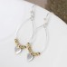 Silver Plated Teardrop Earrings with Golden Beads and Heart Charm