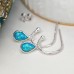 Sterling Silver Open Hoop Blue Opal Drop Earrings
