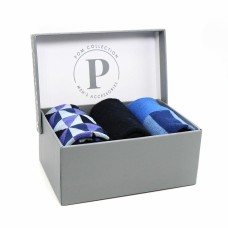 Blue Mix Stripe Diamond Mens Socks Box