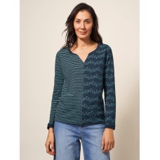 Nelly LS Tee Teal Multi