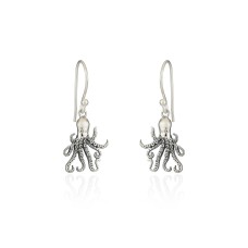 Sterling Silver Octopus Drop Earrings