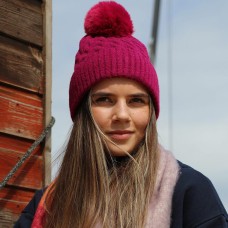 Magenta Cable Knit Hat 50% Recycled Polyester