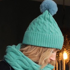 Green Cable Knit Hat 50% Recycled Polyester
