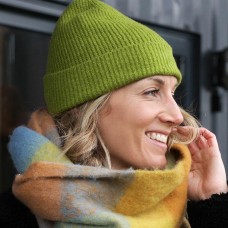 Ribbed Beanie Hat Lime Recycled Polyester